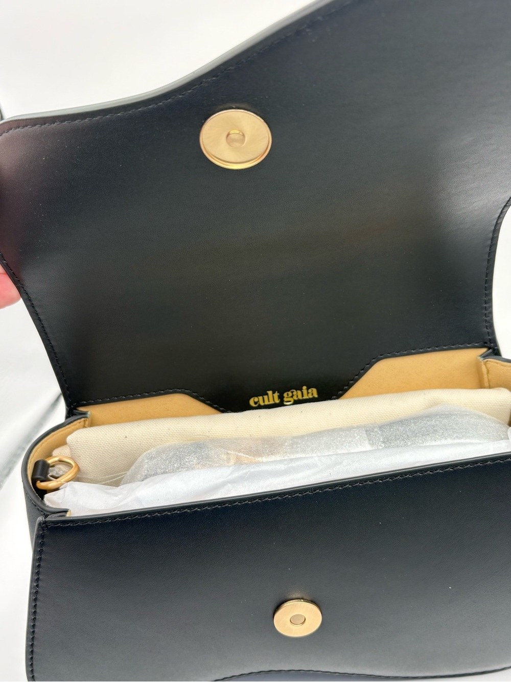 cult gaia Black Kazia Crossbody Bag with Gold Accents - Picture 11 of 16